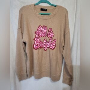 Lane Bryant Sweater All Is Bright Crew Neck Womens Plus 14/16 Tan Preppy Holiday